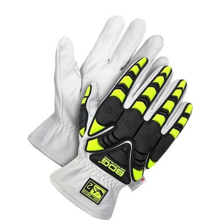 Leather Gloves, Goatskin, White / White, M MPN:20-9-1870-XL