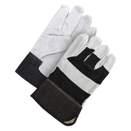Leather Gloves, Cowhide, Safety Cuff, Wing Thumb, Full Finger, Black/Gray, L, 1 PR MPN:30-1-1008B
