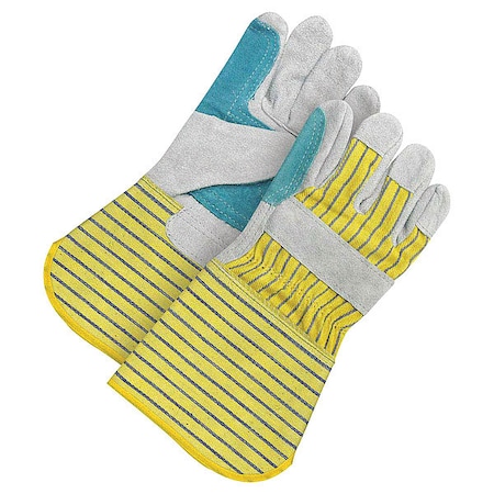 Leather Gloves, Cowhide, Safety Cuff, Wing Thumb, Full Finger, Gray/Teal, L, 1 PR MPN:30-1-271DP-5