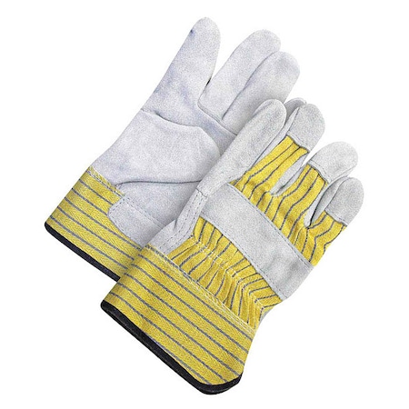 Leather Gloves, Cowhide, Safety Cuff, Wing Thumb, Full Finger, Blue/Gray/Yellow, S, 1 PR MPN:30-1-W10ELW
