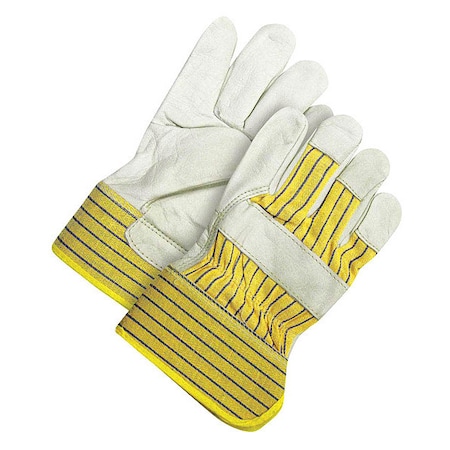 Leather Gloves, Grain Cowhide, Safety Cuff, Ambidextrous Thumb, Full Finger, Blue/Yellow, Universal MPN:40-1-1511BC-K