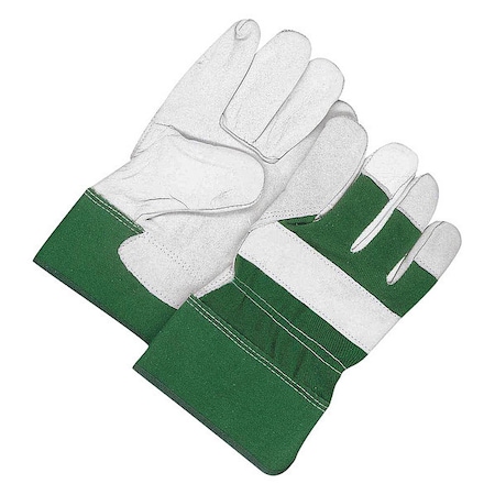 Leather Gloves, Cotton, Fleece, Grain Cowhide, Grain Leather, Rubber, Elastic Cuff, Wing Thumb, L MPN:40-1-1511BR-K
