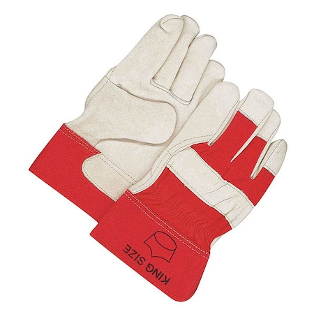Leather Gloves, Cotton, Fleece, Grain Cowhide, Grain Leather, Rubber, Elastic Cuff, Wing Thumb, XL MPN:40-1-1512R-XL-K