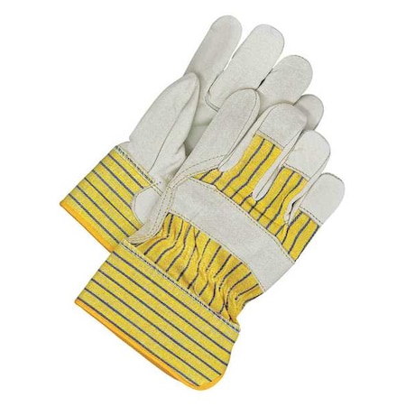 Leather Gloves, Cowhide, Safety Cuff, Wing Thumb, Full Finger, Blue/Tan/Yellow, 2XL, 1 PR MPN:40-1-281ECU-X2L