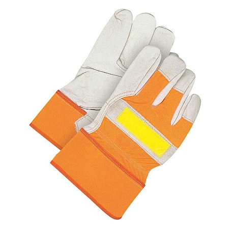 Leather Gloves, Cowhide, Safety Cuff, Wing Thumb, Full Finger, Orange/Tan, S, 1 PR MPN:40-1-287-W