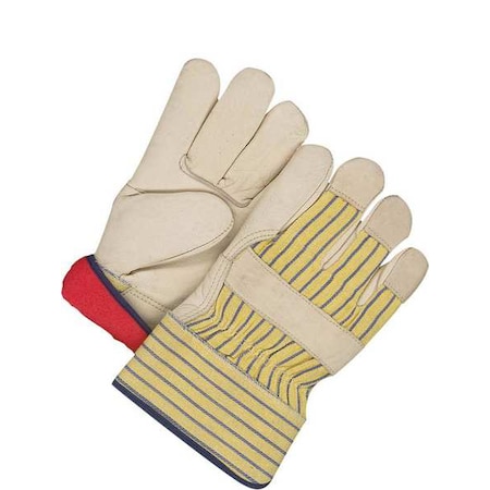 Leather Gloves, Cowhide Palm, Safety Cuff, White / Blue/Yellow, 1 PR MPN:40-9-1511FL