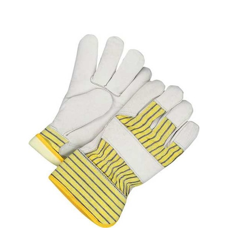 Leather Gloves, Cowhide Palm, Safety Cuff, Beige / Blue/Yellow, 1 PR MPN:40-9-173TFL