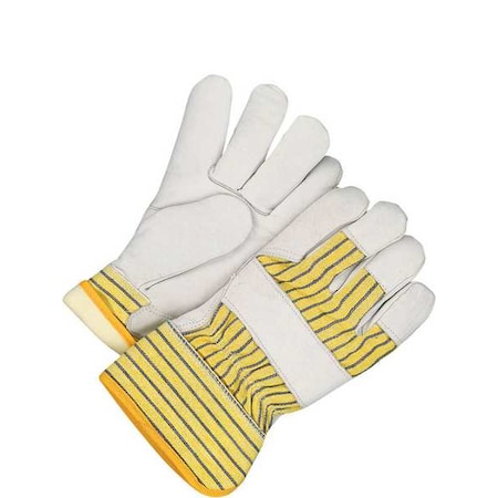 Leather Gloves, Cowhide Palm, Safety Cuff, Beige / Blue/Yellow, 1 PR MPN:40-9-173TFLW