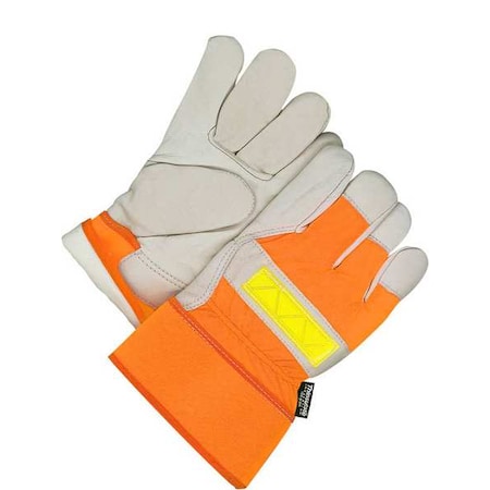 Leather Gloves, Cowhide Palm, Safety Cuff, Beige / Orange, 1 PR MPN:40-9-2875-XL