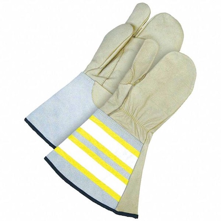 Leather Gloves, Cowhide, Safety Cuff, Wing Thumb, Full Finger, Gray/Tan, 2XL, 1 PR MPN:50-1-1280-X2L