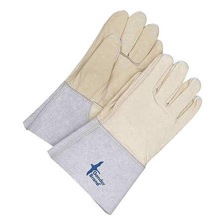 Cowhide Welder with 5 in Cuff, Gauntlet Cuff, Straight Thumb, Gray/Tan, XL, 1 PR MPN:60-1-1274-12