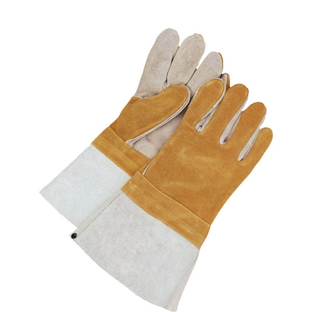 Split Leather Welding Glove, 5 in Split Cowhide Gauntlet Cuff Cuff, Gunn Cut w/Wing Thumb Thumb, M MPN:60-1-1500-M