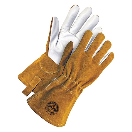60-1-1722 Welding Gloves, Gauntlet Cuff, Wing Thumb, Premium Goatskin, S, 1 PR MPN:60-1-1722-S-K