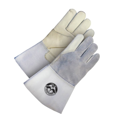 Leather Gloves, Gauntlet Cuff, Wing Thumb, Gray/Tan, 2XL, 1 PR MPN:60-1-650-X-2LK