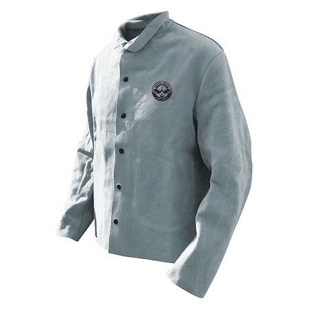Welding Jacket, Cowhide, Snaps Closure, Inside Pocket Pockets, Gray, L MPN:64-1-40P-L