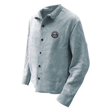 Welding Jacket, Cowhide, Snaps Closure, Inside Pocket Pockets, Gray, L MPN:64-1-50P-L