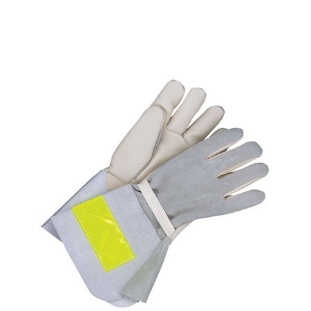 Lined Utility Glove with Nomex, Hi-Viz Gauntlet Cuff Cuff, Gunn Cut w/Straight Thumb Thumb, Natural MPN:64-9-1268FR-11