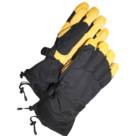 Ski Glove, Guantlett with Drawstring Cuff, Black/Yellow, M MPN:80-9-041101-M