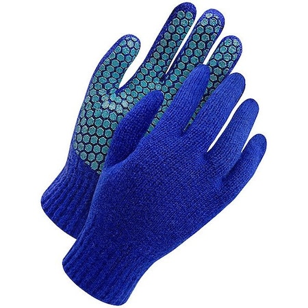 Rag Wool Knit Cold Weather Gloves, PVC Grip Palm, Knit Wrist, Blue MPN:80-9-2010-L