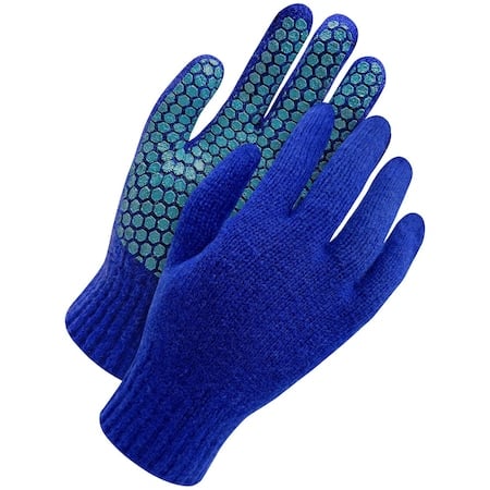 Rag Wool Knit Cold Weather Gloves, PVC Grip Palm, Knit Wrist, Blue MPN:80-9-2010-S