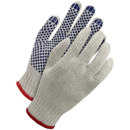Poly-Cotton Cold Weather Gloves, PVC Dotted Grip Palm, Knit Wrist, Gray MPN:80-9-2035-XL