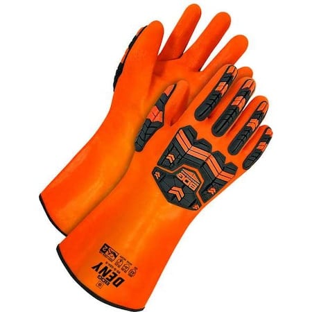 DENY® 99-1-504 Chemical Resistant Gloves, PVC, 14 3/4 in L, Not Applicable, Black, Orange, 9 MPN:99-1-504-9