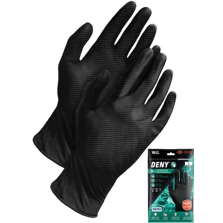 DENY, Disposable Gloves, Nitrile, Powder-Free, XL, 10 PK, Black MPN:99-1-6800P-XL