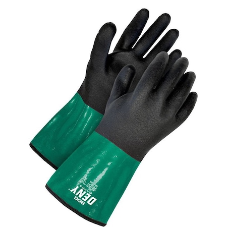 Chemical Resistant Gloves, PVC, 12 in L, Black/Green, 9, 1 PR MPN:99-1-777-9