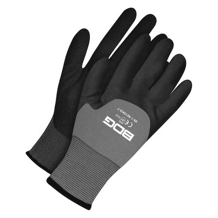 Seamless 15 ga Coated Gloves, Foam Nitrile, Sandy, 3/4 Dip, Not Rated Abrasion Level, Black/Gray MPN:99-1-9610KD-7