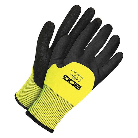 Hi-Viz Nitrile Coated 15 ga Gloves, Foam Nitrile, Sandy, 3/4 Dip, Not Tested Abrasion Level, 1 PR MPN:99-1-9611KD-12