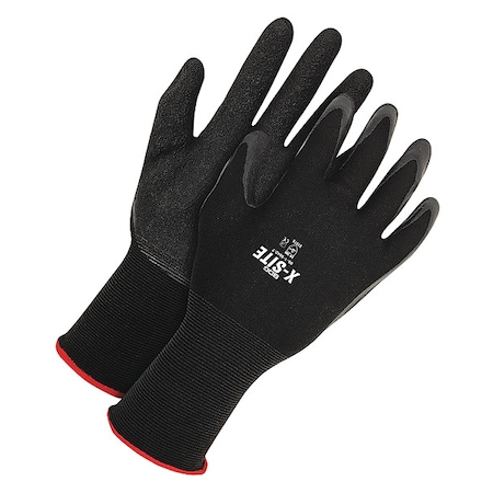 Coated Gloves, Foam Latex, Rough, Palm, Not Rated Abrasion Level, Black, L (9) 1 PR MPN:99-1-9842-9