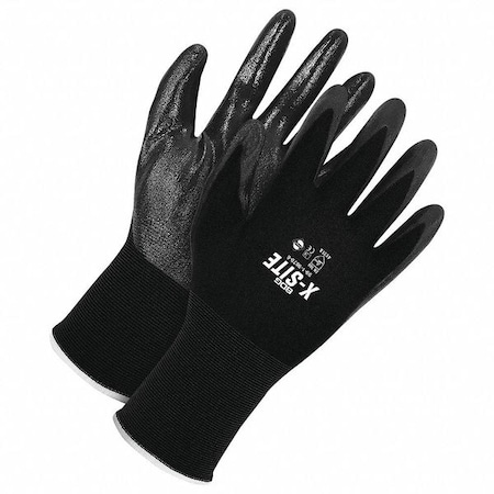 Nitrile Coated 15 ga. Gloves, Nitrile, Smooth, Palm, Not Rated Abrasion Level, Black, M (8) 1 PR MPN:99-1-9870-8