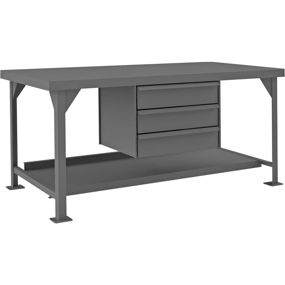 Stationary Work Benches, Tables, Bench Style: Heavy-Duty Work Table , Edge Type: Rounded , Leg Style: Fixed , Depth (Inch): 36in , Color: Gray  MPN:HDWB36723DR95