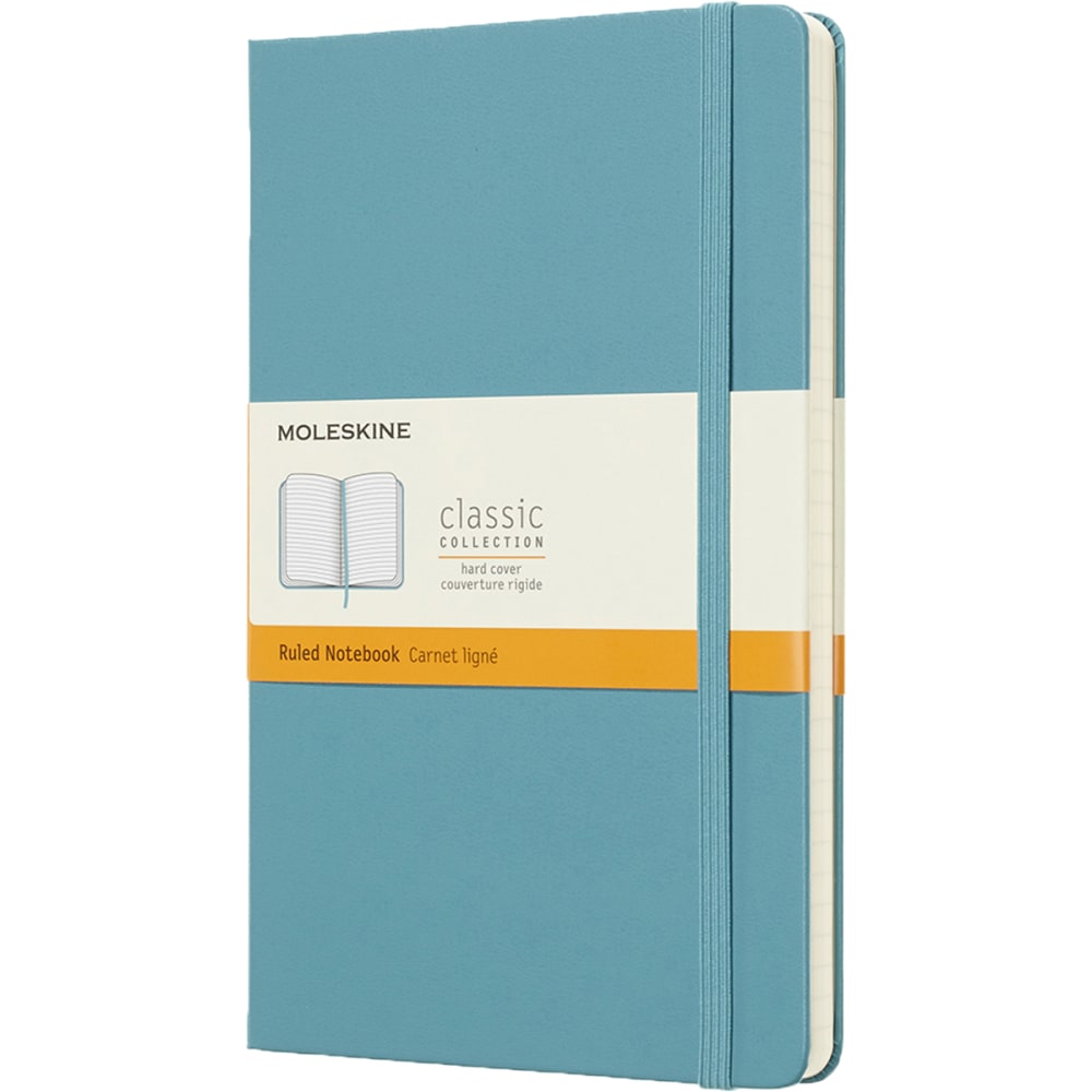 Moleskine Classic Hard Cover Notebook, 5in x 8-1/4in, Ruled, 240 Pages, Reef Blue (Min Order Qty 3) MPN:715345