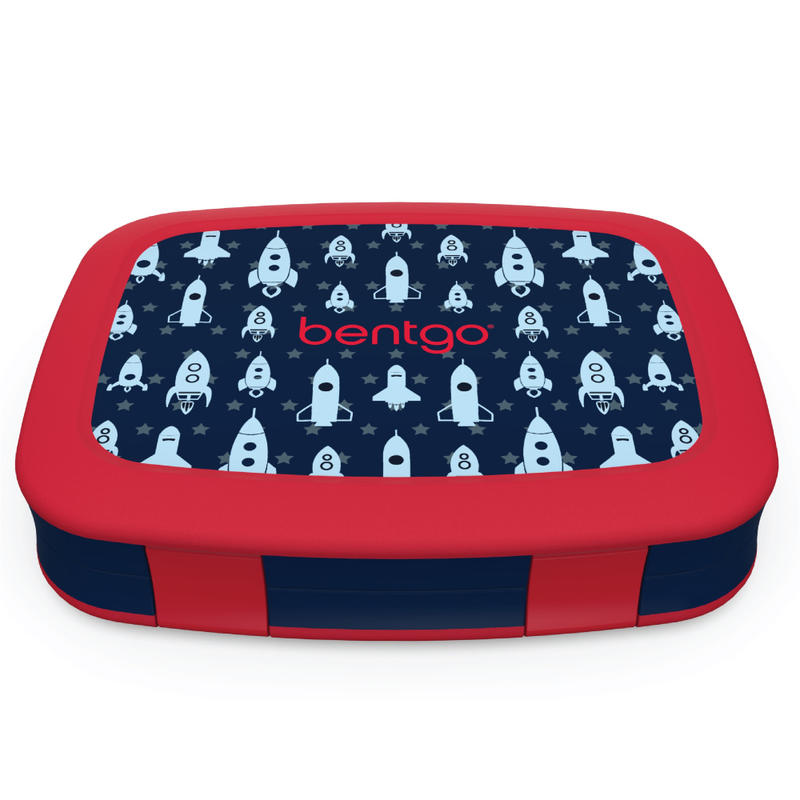 Bentgo Kids Prints 5-Compartment Lunch Box, 2inH x 6-1/2inW x 8-1/2inD, Rocket MPN:BGKDPT-RKT