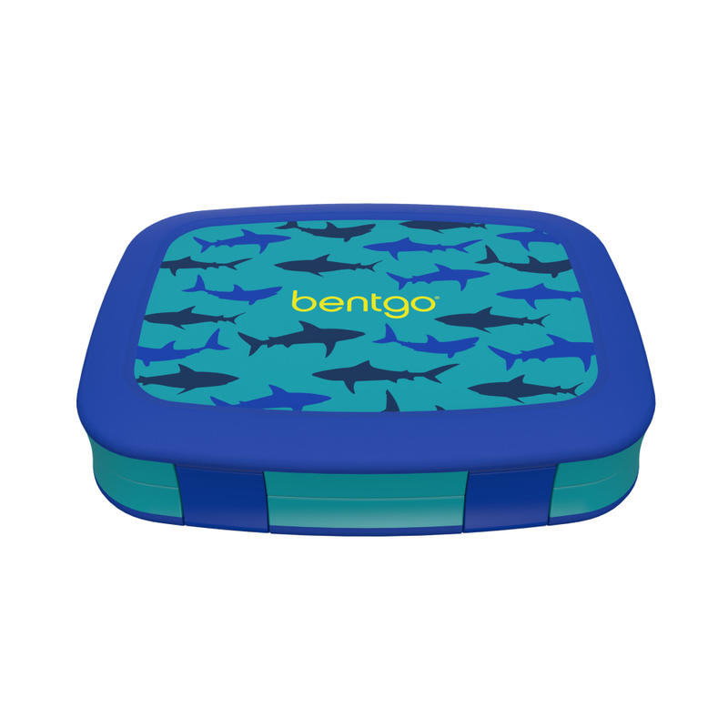 Bentgo Kids Prints 5-Compartment Lunch Box, 2inH x 6-1/2inW x 8-1/2inD, Shark MPN:BGKDPT-SHK