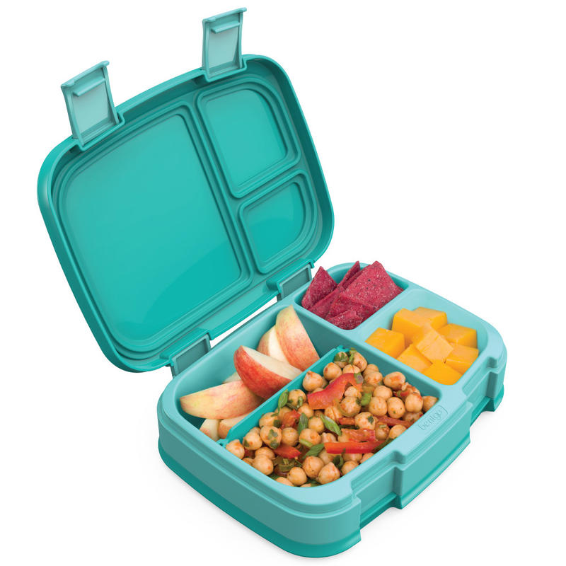 Bentgo Fresh 4-Compartment Bento-Style Lunch Box, 2-7/16inH x 7inW x 9-1/4inD, Aqua MPN:BGOFR-2A