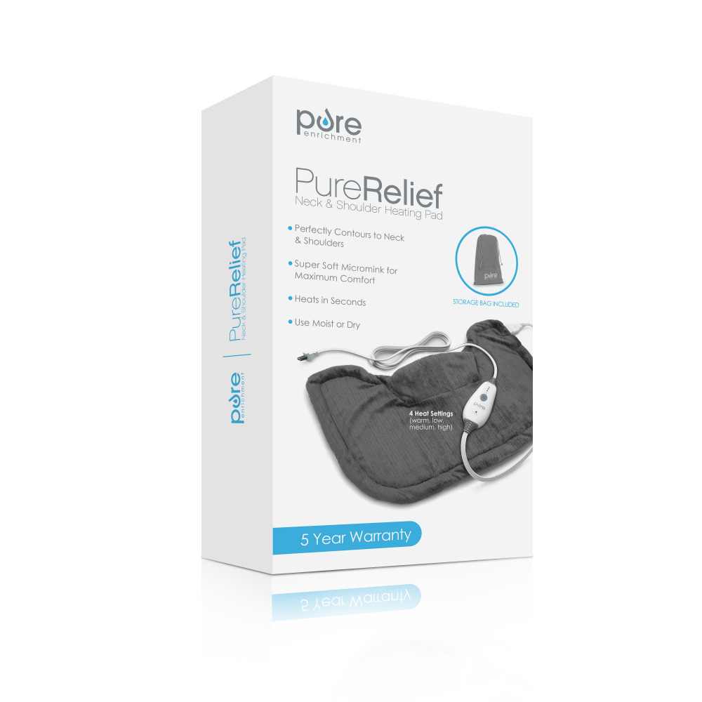 Pure Enrichment PureRelief Neck & Shoulder Heating Pad, 14in x 22in, Charcoal Gray MPN:PEHNECK-G