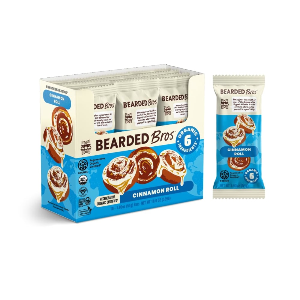 Bearded Brothers Cinnamon Roll Energy Bars, 1.9 Oz, Total Qty 10 MPN:850037634521