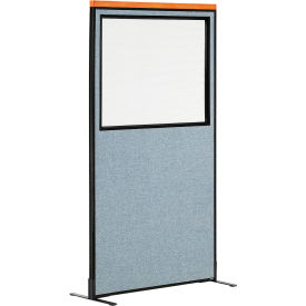 Interion® Deluxe Freestanding Office Partition Panel w/Partial Window 36-1/4