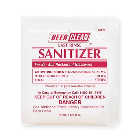 Beer Clean Sanitizer, 0.25 oz. Pouch, Unscented, White, 100 PK MPN:90223