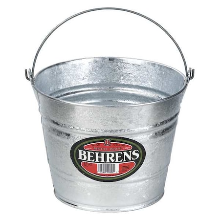 2 1/2 gal Round Bucket, 11 in Dia, Silver, Galvanized Steel MPN:1210
