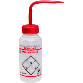 Bel-Art Safety-Vented / Labeled 2-Color Acetone WM Wash Bottles 500ml (16oz) PE w/Red PP Cap 3Pk 116420622