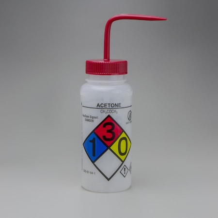 Bel-Art GHS Labeled Safety-Vented Acetone Wash Bottle: 500ml, 4/PK MPN:F12416-0001