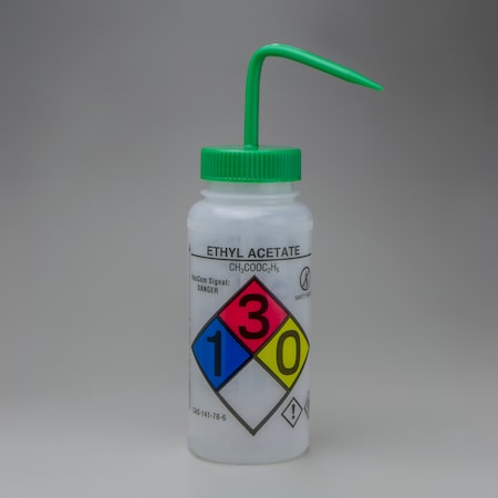 Bel-Art GHS Label Safety-Vented Ethyl Acetate Wash Bottle: 500ml, 4/PK MPN:F12416-0007
