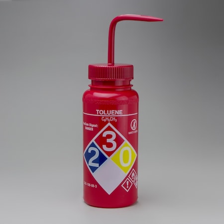 Bel-Art GHS Labeled Toluene Wash Bottle: 500ml, 4/PK MPN:F12416-0016