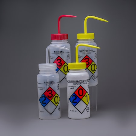 Bel-Art GHS Labeled Safety-Vented Assorted Wash Bottle: 500ml, 4/PK MPN:F12416-0050