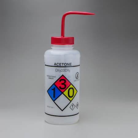 Bel-Art GHS Labeled Safety-Vented Acetone Wash Bottle: 1000ml, 2/PK MPN:F12432-0001