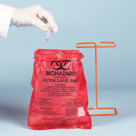Bel-Art Bench-Top Biohazard Bags: 0.018mm Thick, 0.43 Gal, Red PE, 100/PK MPN:F13166-0000