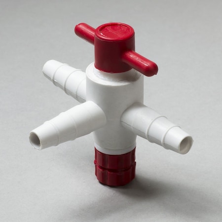 Three-Way Stopcock for 1/4 in. to 3/8 in. Tubing: 4mm Bore, PTFE MPN:F30895-0000